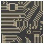 Circuit Board Pattern Gold ID245 Stof (Close Up)