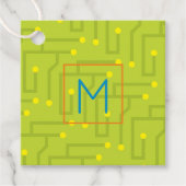 Circuit Board Pattern INITIAAL Computer Tech Gamin Bedankjes Labels (Voorkant)