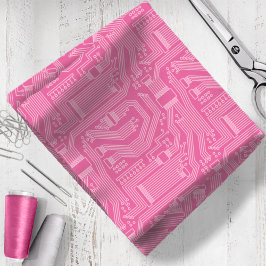 Circuit Board Pattern roze ID245 Stof