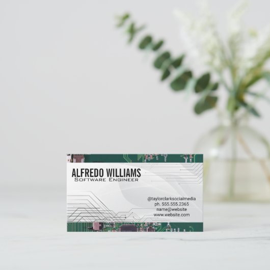 Circuit Board Tech | Softwareprogrammeur Visitekaartje (Staand voorkant)