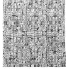 Circuit boards in zwart, wit en zilver douchegordijn