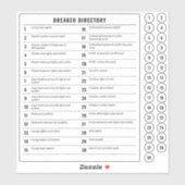 Circuit Breaker Directory & 30 zekeringkast Sticke Sticker (Vel)