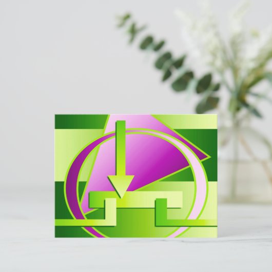 "Circuit Diagram" digitale kunstafdruk, kalkgroen Briefkaart (Staand voorkant)