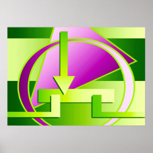"Circuit Diagram" digitale kunstafdruk, kalkgroen Poster