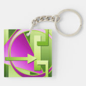 "Circuit Diagram" digitale kunstafdruk, kalkgroen Sleutelhanger (Achterkant)