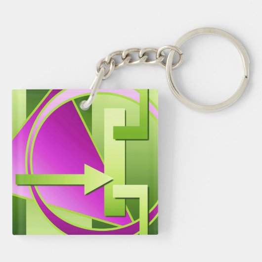 "Circuit Diagram" digitale kunstafdruk, kalkgroen Sleutelhanger (Achterkant)