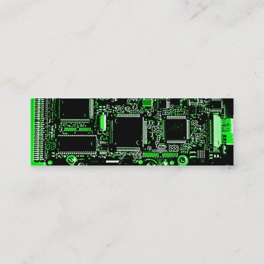 Circuit Green 2 business card template skinny Mini Visitekaartje (Voorkant)