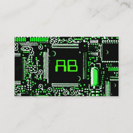 Circuit Green 2 'Monogram business card sjabloon Visitekaartje (Voorkant)