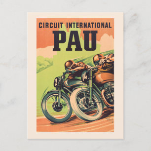 Circuit international de Pau France Vintage Poster Briefkaart