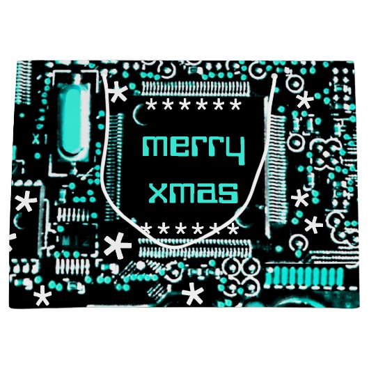 Circuit Lichtblauw 2 Prettig Kerstmis groot Large Cadeautasje (Voorkant)