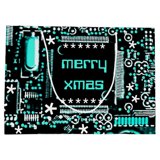 Circuit Light Blue 2 Merry Xmas groot Large Cadeautasje (Achterkant)