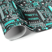 Circuit Light Blue 2 Merry Xmas inpakpapier (Rol Hoek)