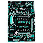Circuit Light Blue 2 Merry Xmas medium Medium Cadeauzakje (Voorkant)