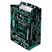 Circuit Light Blue 2 Merry Xmas medium Medium Cadeauzakje (Achterkant Gekanteld)