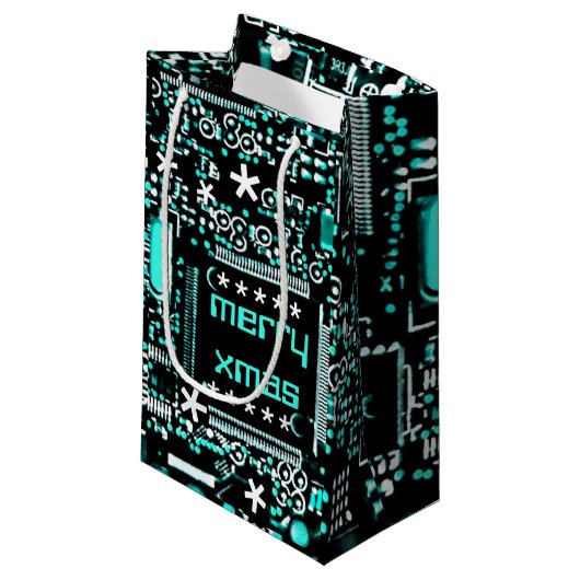 Circuit Light Blue 2 Merry Xmas small Klein Cadeauzakje (Voorkant Gekanteld)