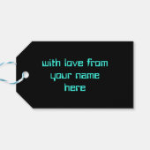 Circuit Light Blue 2 "Merry Xmas"-tekst terug Cadeaulabel (Achterkant Horizontaal)