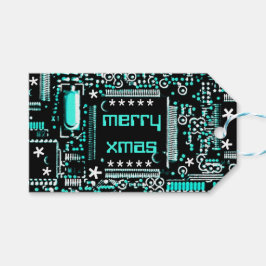 Circuit Light Blue 2 "Merry Xmas"-tekst terug Cadeaulabel