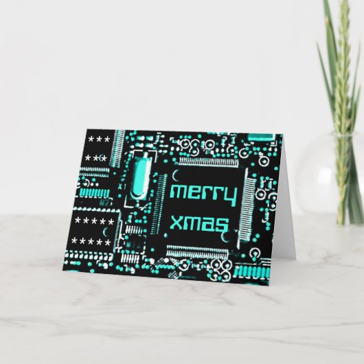 Circuit Light Blue 2 'Merry Xmas' wenskaart Feestdagen Kaart (Voorkant)