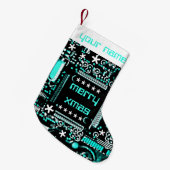 Circuit Light Blue 2 Name met twee kanten Kleine Kerstsok (Voorkant (Hangend))