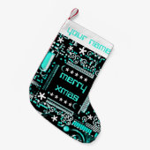 Circuit Light Blue 2 Name stocking Kleine Kerstsok (Voorkant (Hangend))