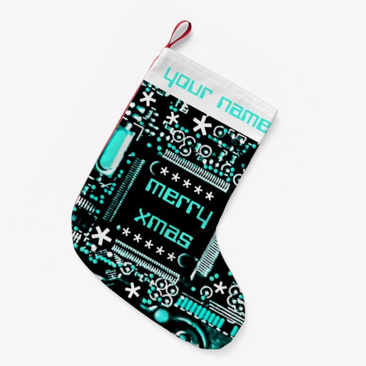Circuit Light Blue 2 Name stocking Kleine Kerstsok (Voorkant (Hangend))