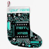 Circuit Light Blue 2 Name stocking Kleine Kerstsok (Voorkant)