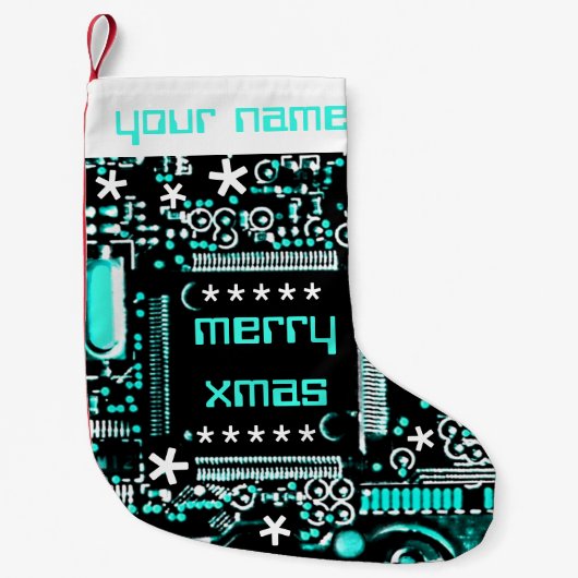Circuit Light Blue 2 Name stocking Kleine Kerstsok (Voorkant)