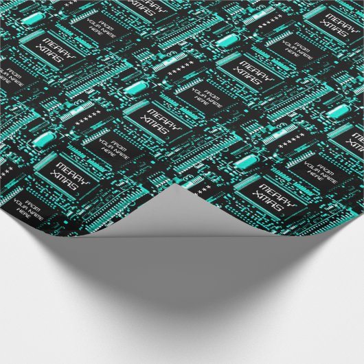 Circuit Light Blue 'Merry Xmas from...' cadeauomsl Cadeaupapier (Hoek)