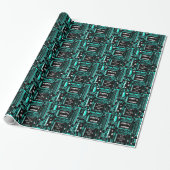 Circuit Light Blue 'Merry Xmas from...' cadeauomsl Cadeaupapier (Uitgerold)