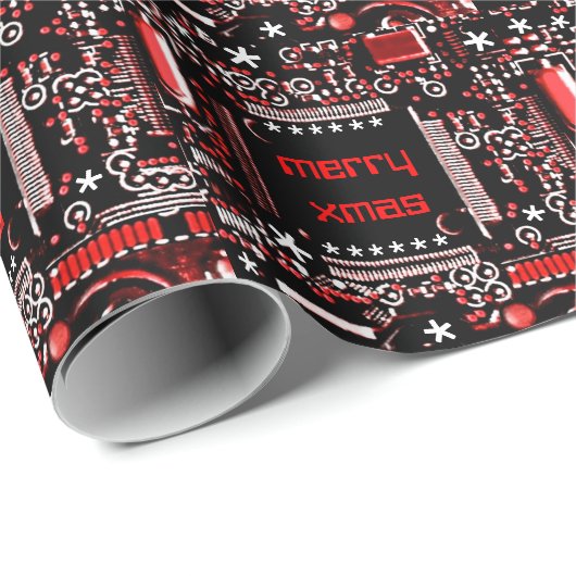 Circuit Red 2 Merry Xmas omslagpapier Cadeaupapier (Rol Hoek)