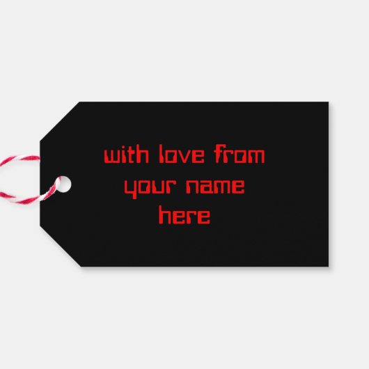 Circuit Red 2 "Merry Xmas"-tekst terug Cadeaulabel (Achterkant Horizontaal)