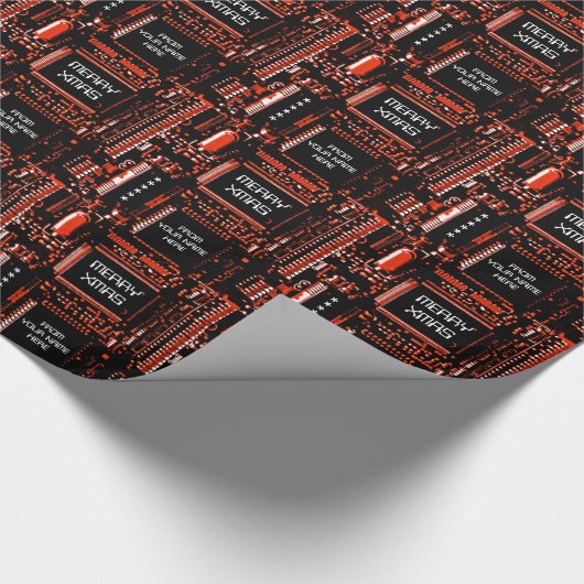 Circuit Red 'Merry Xmas van...' cadeauomslag Cadeaupapier (Hoek)