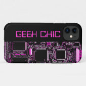 Circuit Roze 'Geek Chic' iPhone hoesje zwart (Achterkant (horizontaal))