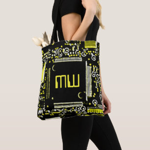 Circuit Yellow 2 Monogram over de gehele canvas ta Tote Bag