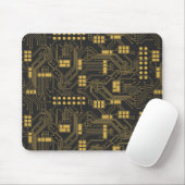 Circuitboard - Black en Gold Muismat (Met muis)