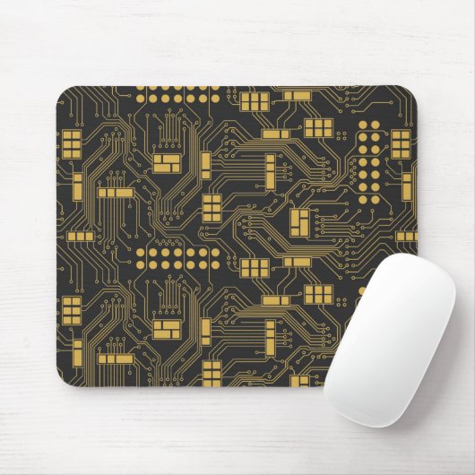 Circuitboard - Black en Gold Muismat (Met muis)