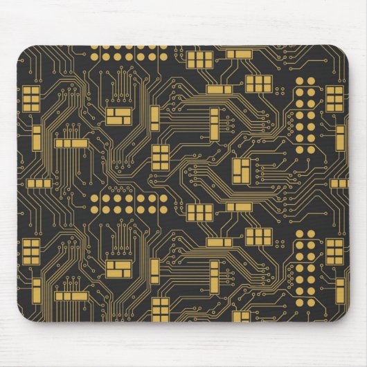 Circuitboard - Black en Gold Muismat (Voorkant)