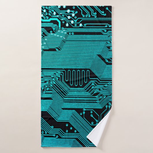 Circuitbord. Elektronische computerhardware Badhanddoek (Badhanddoek)