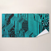 Circuitbord. Elektronische computerhardware Badhanddoek (Badhanddoek)