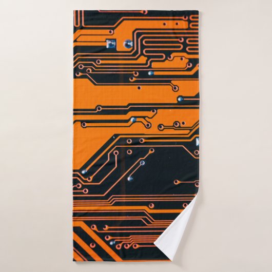 Circuitbord. Elektronische computerhardware Badhanddoek (Badhanddoek)