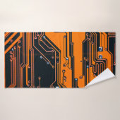 Circuitbord. Elektronische computerhardware Badhanddoek (Badhanddoek)