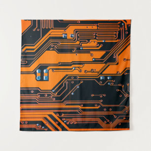 Circuitbord. Elektronische computerhardware Wandkleed