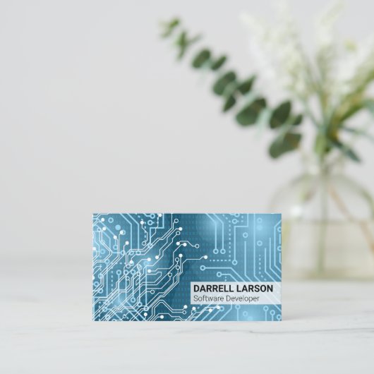 Circuitkaart | Code blauwe lampjes Visitekaartje (Staand voorkant)