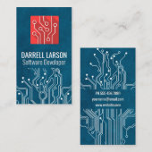 Circuitkaart | Rode Tech-Logo Visitekaartje (Voorkant / Achterkant)