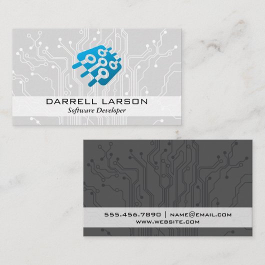 Circuitkaart | Technische Logo microchip Visitekaartje (Voorkant / Achterkant)
