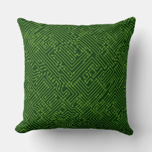 Circuitry - Martian Green over Dark Forest Green Kussen