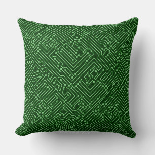 Circuitry - Mint Green op Donker Bos Groen Kussen