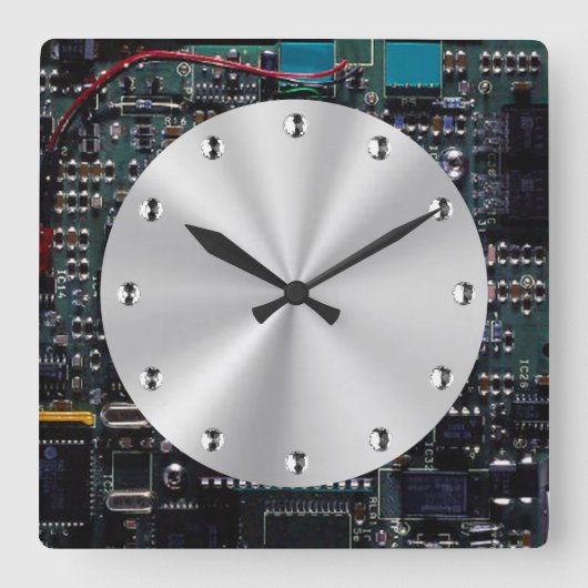 Circuitry Vierkante Klok (Voorkant)