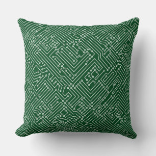 Circuitry - White on Green 02481c Kussen