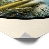 Circulair 3D-Afbeelding van een Geel-gekroonde Nac Poster (Hoek)